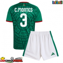 Camisa de Futebol México Cesar Montes #3 Equipamento Principal Infantil Mundo 2026 Manga Curta (+ Calças curtas)